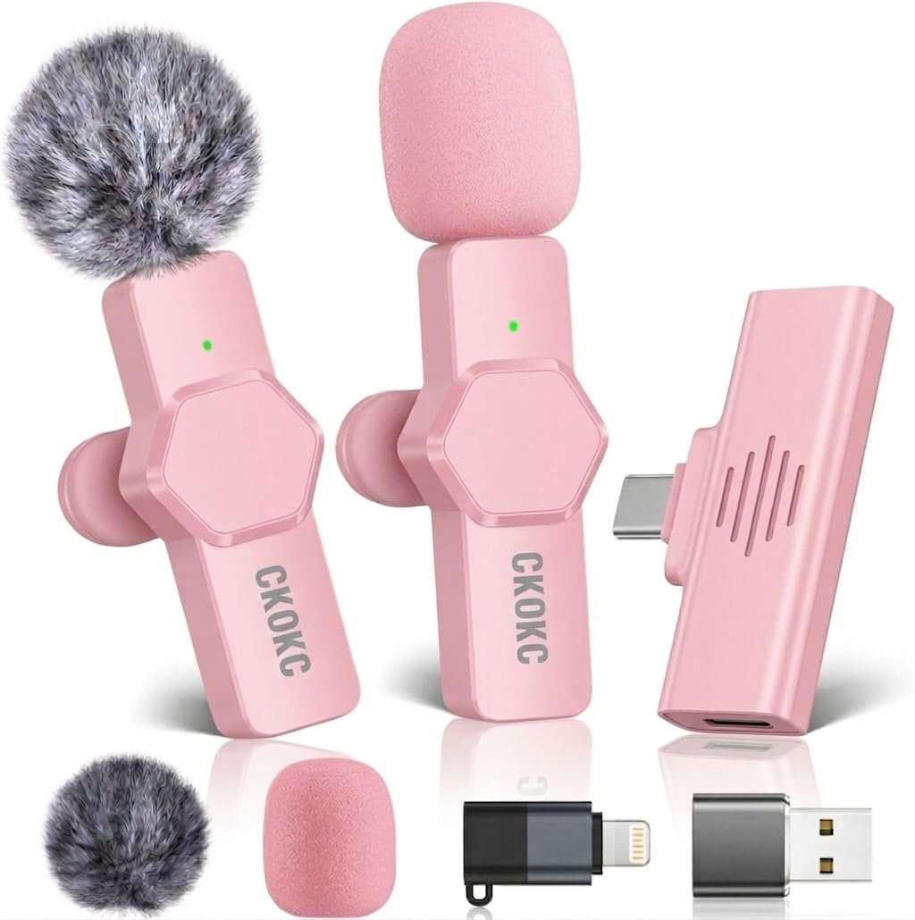 Kabelloses Lavalier Mikrofon für iPhone - Android Computer, Mini Mikrofon mit Klammern &amp; Halterungen