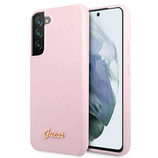 Guess GUHCS22MLSLMGLA Hülle für S22+ S906 Lavender Silicone Script Metal Logo