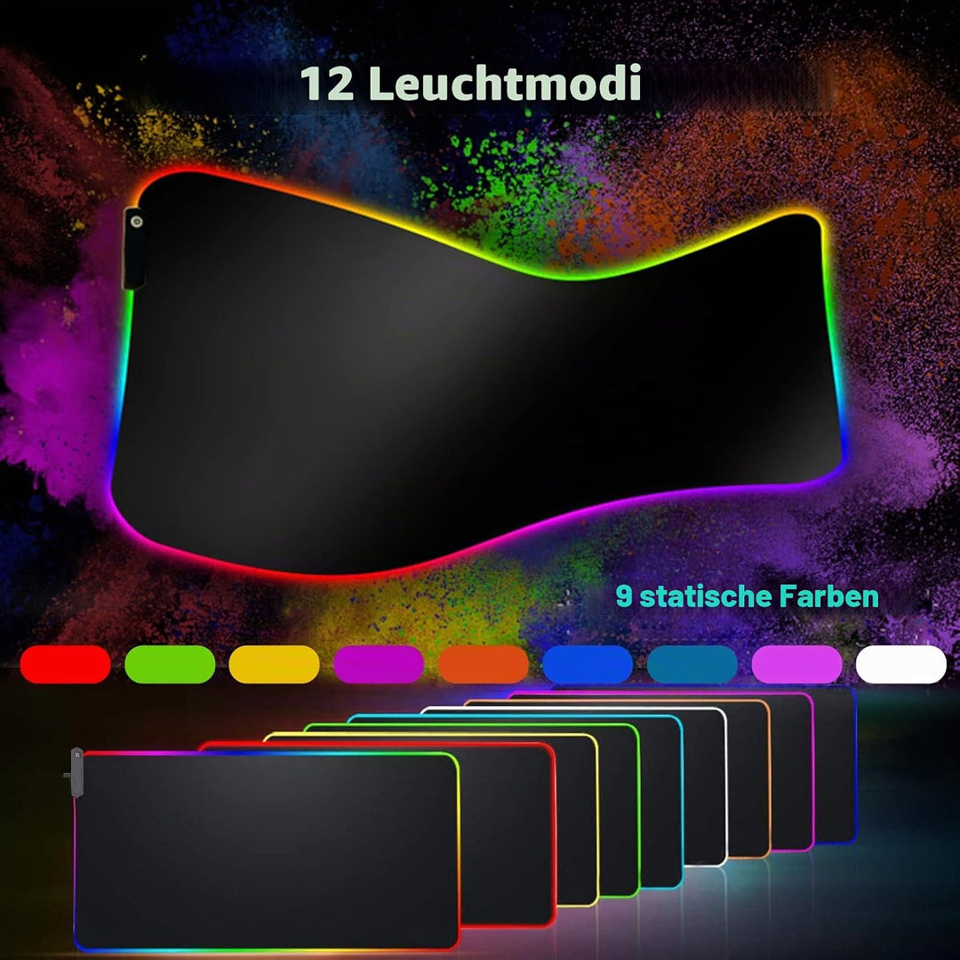 Personalisiertes RGB Gaming Mauspad, Personalisiertes LED Mauspad mit Foto Text, wasserdichte Oberfl