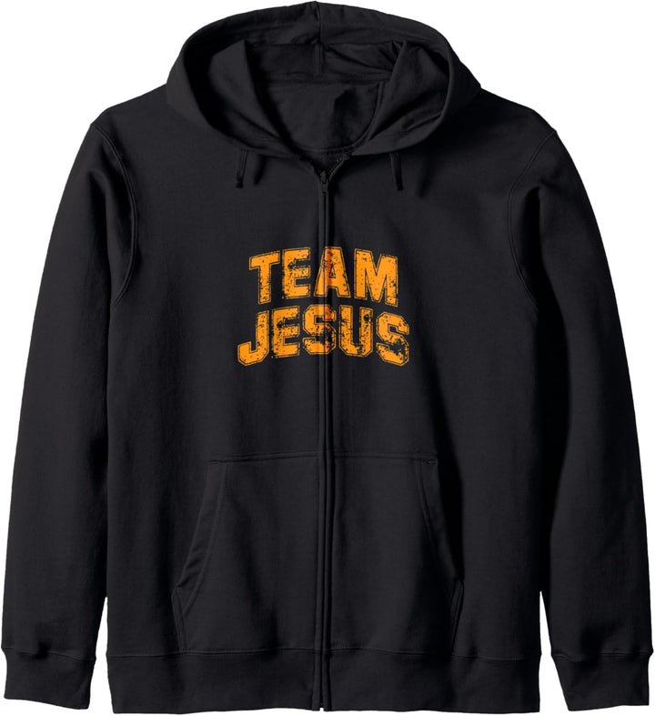 Team Jesus Orange Retro Vintage Kapuzenjacke