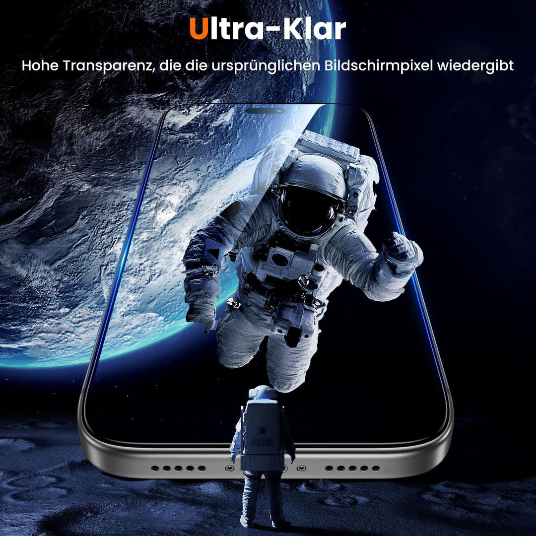 UniqueMe für 18 Pro für Panzerglas, 9H-Härte - 2 Stück Schutzfolie Transparent für iPhone I8 Pro, Tr