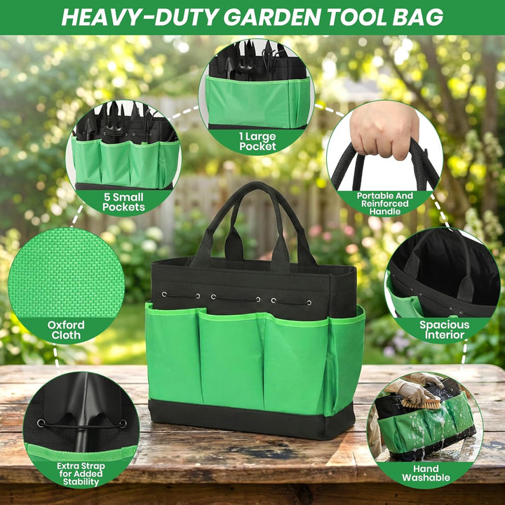 Velway Gartenwerkzeug Set 11 Stück - Gartengeräte aus Edelstahl, Robuste Handwerkzeuge mit ergonomis