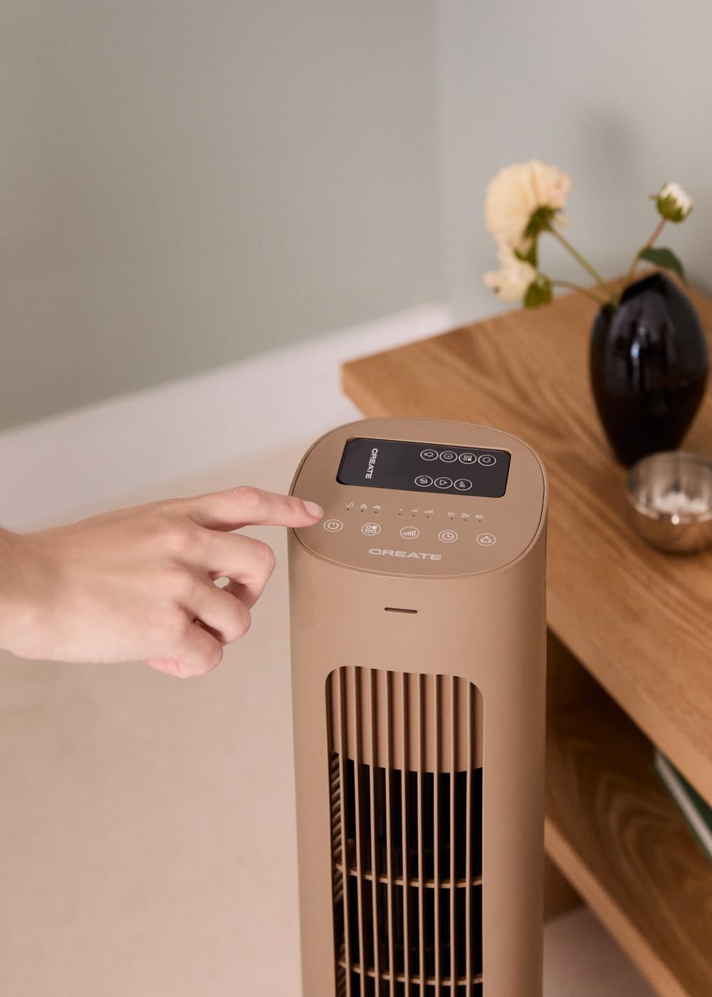 CREATE AIR TOWER Turmventilator, oszillierend, Mokka, programmierbar, 70°-Oszillation, leise, kompak