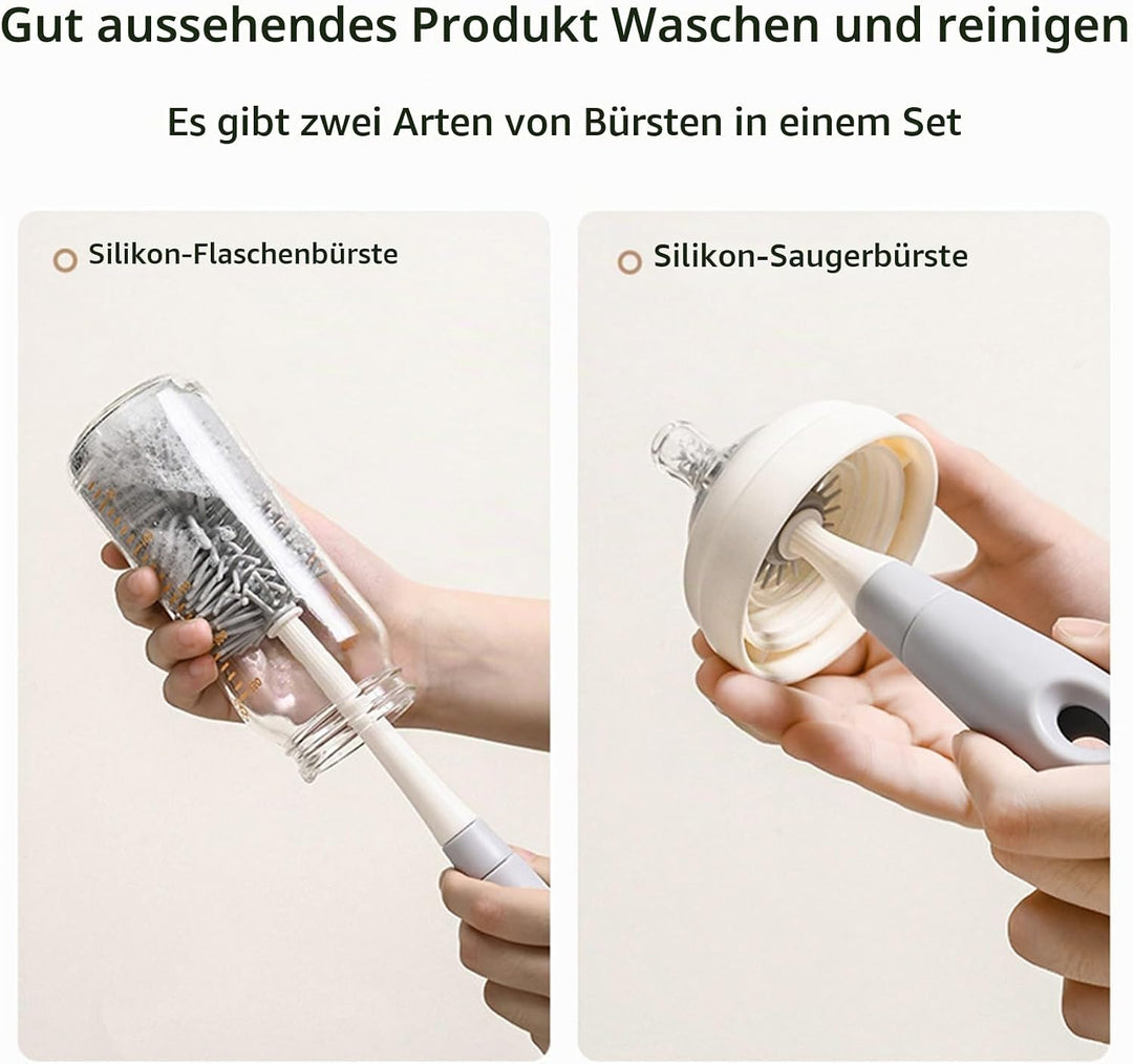 auvstar Trockenständer Babyflaschen mit Flaschenbürsten Set,Abtropfgestell Flaschen Baby,Platzsparen