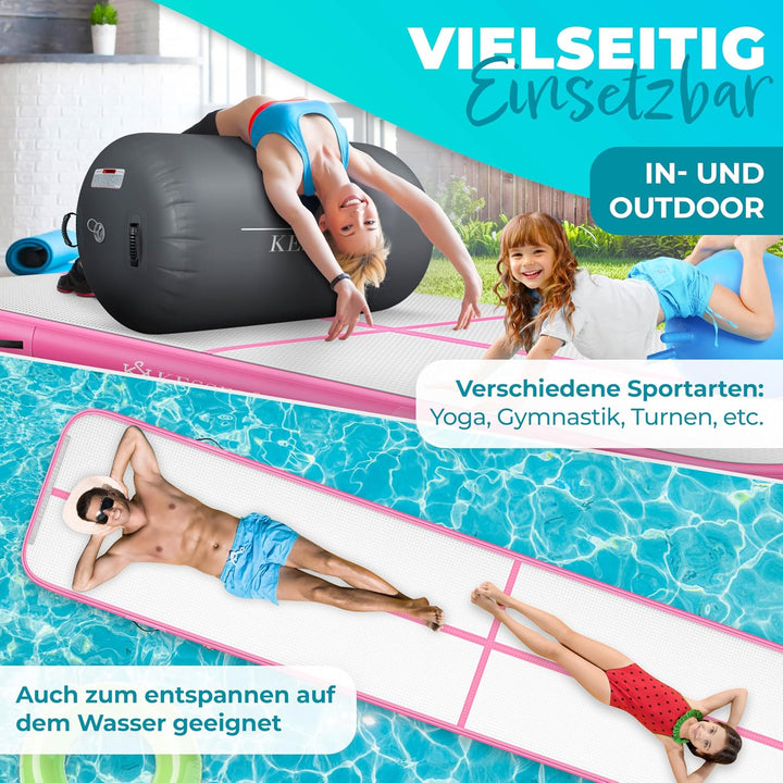 KESSER® Turnmatte Aufblasbar Airtrack Fitness-Matte Gymnastikmatte | inkl. Tragetasche &amp; elektr. Luf