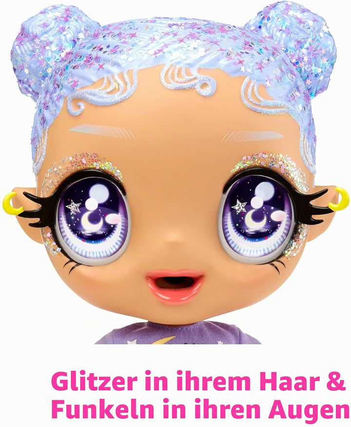 Glitter Babyz MGA Selena Stargazer - Babypuppe mit 3 magischen Farbwechseln durch eiskaltes Wasser,
