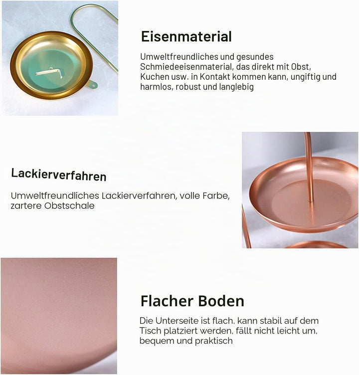 Doppellagiges Obsttablett, Eisen 2-lagiger Obstkorb Moderne Obst-Snack-Aufbewahrungsstange Trockenob