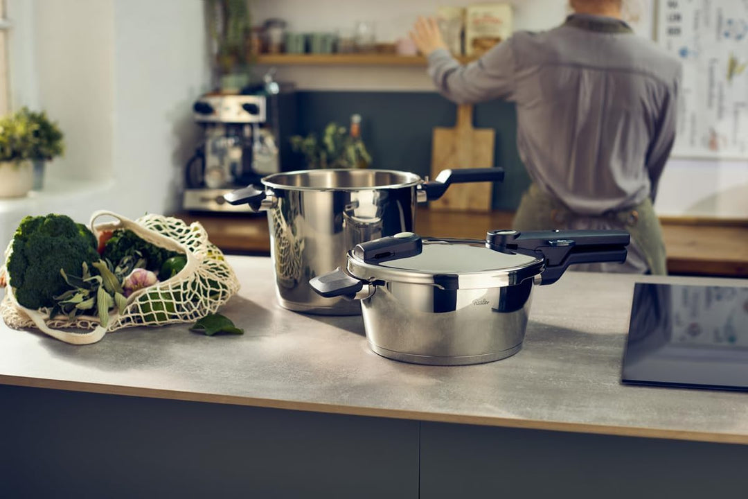 Fissler Vitaquick® Elemental Schnellkochtopf Set 3-teilig (6,0 + 3,5 L, Ø 22 cm) salbeigrün – Made i