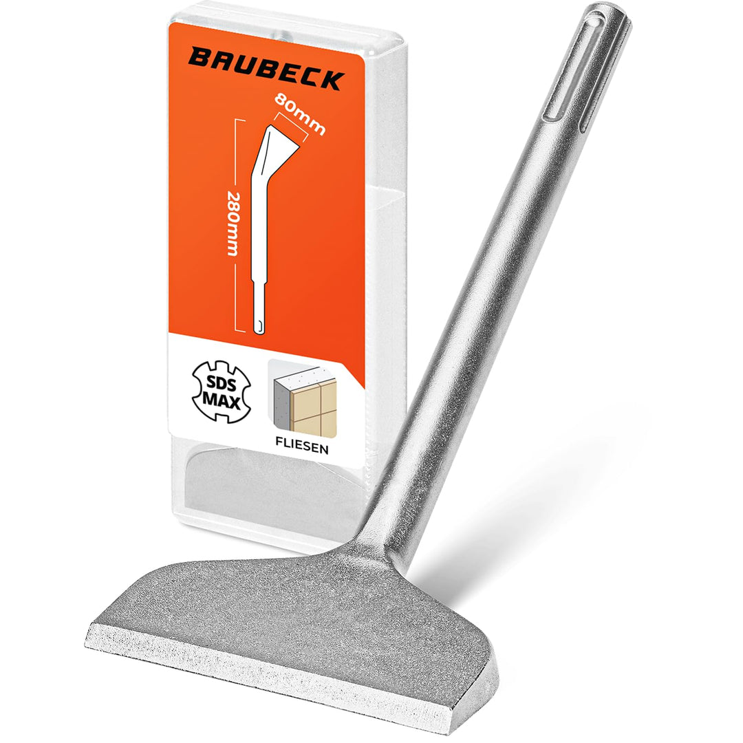 BAUBECK Robuste Fliesenmeissel SDS Max - schnelles Lösen von Putz &amp; Kleberesten [10° abgewinkelt], h