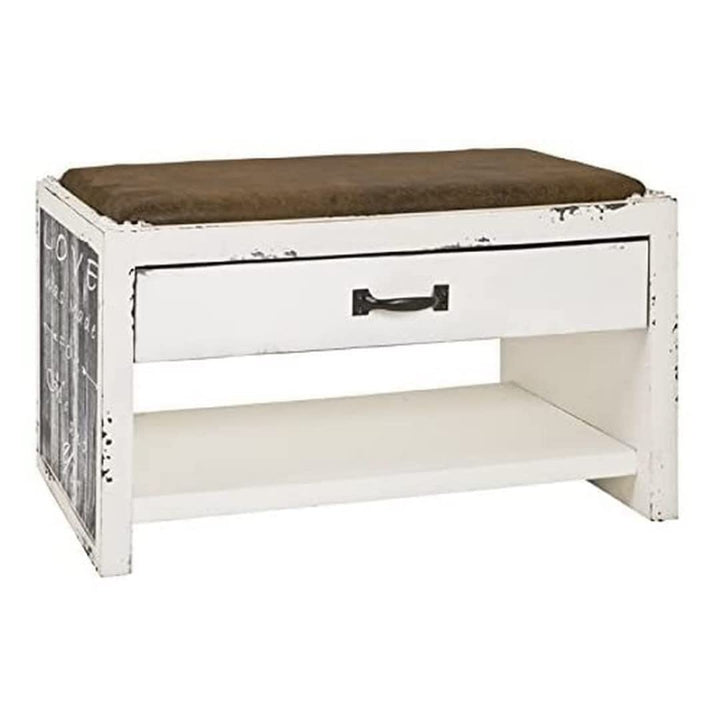 HAKU Möbel Schuhbank, MDF, Motiv-vintage, B 72 x T 38 x H 42 cm 72 x 38 x 42 Motiv-vintage, 72 x 38