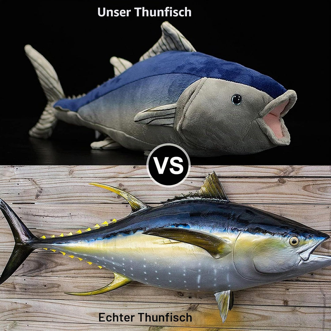 lilizzhoumax Blauer Thunfisch Plüschtier 40 cm, realistisch gestaltetes weiches Meeresfisch-Kuschelt