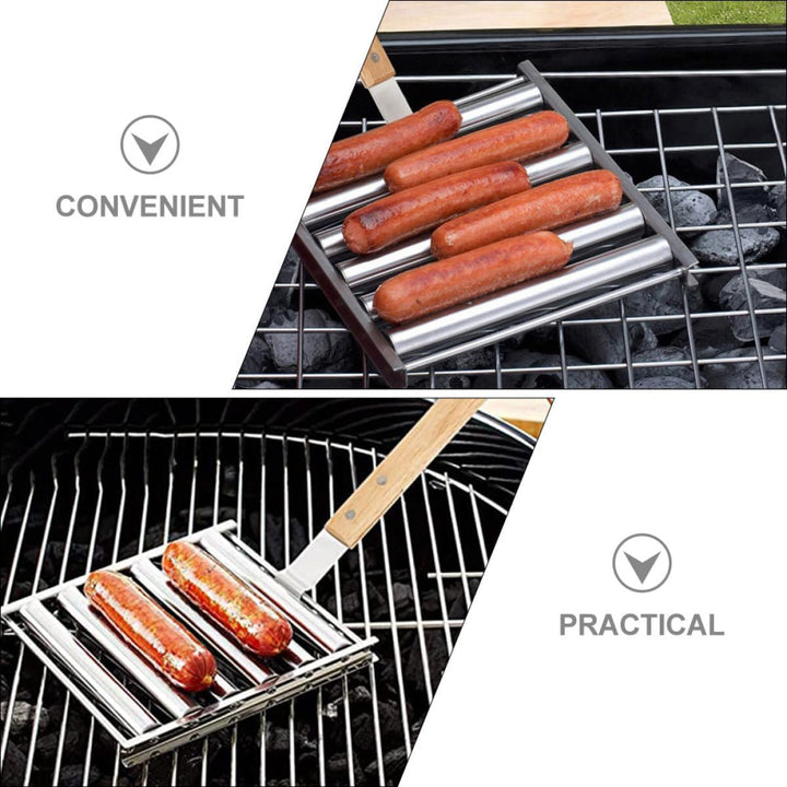 Veemoon Edelstahl Wurstrollenständer für Grill und Hot Dogs, Tragbar