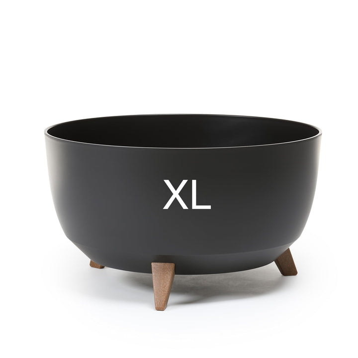 MELTOM Blumentopf XL mit Füssen aus Kunststoff Schale Rund mit Einsatz, Farbe Schwarz, H: 27 cm, D: