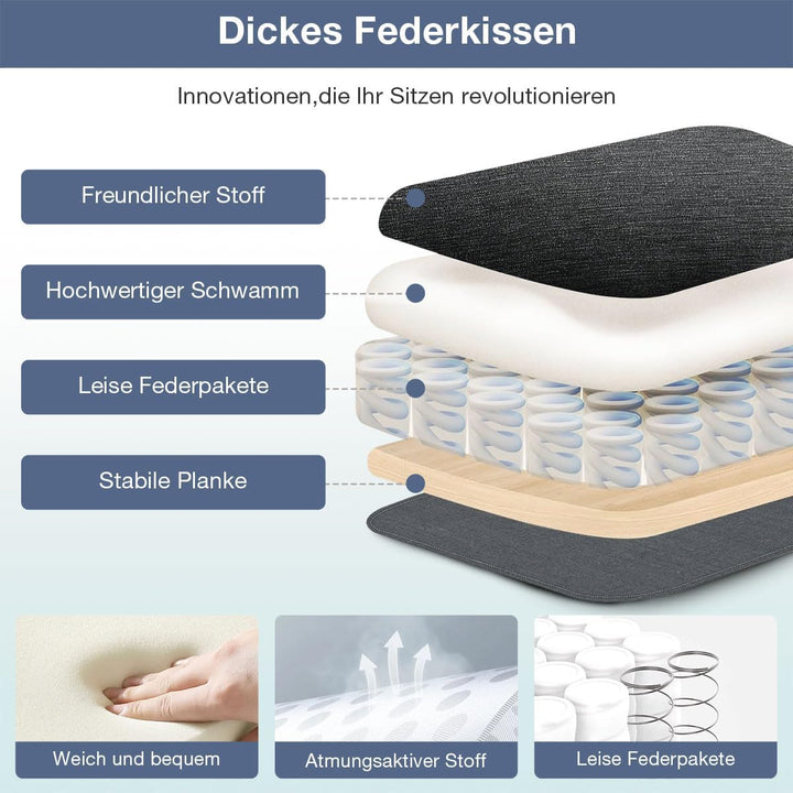 Bosmiller Ergonomischer Bürostuhl 180KG Verstellbare Schreibtischstuhl mit Hoher Rückenlehne und Bre