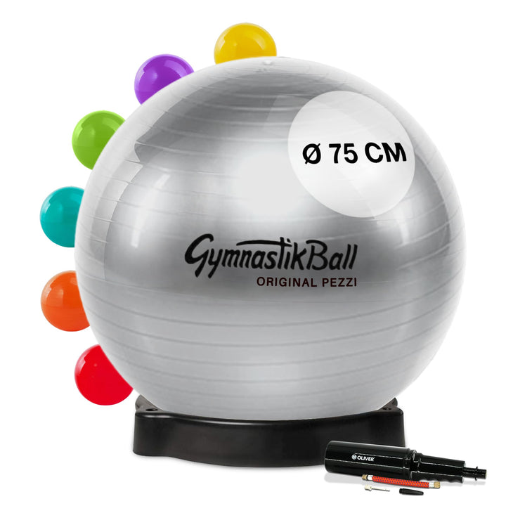 PEZZI Gymnastikball Standard mit Ballschale und Pumpe Anthrazit Ø 75 cm, Anthrazit Ø 75 cm