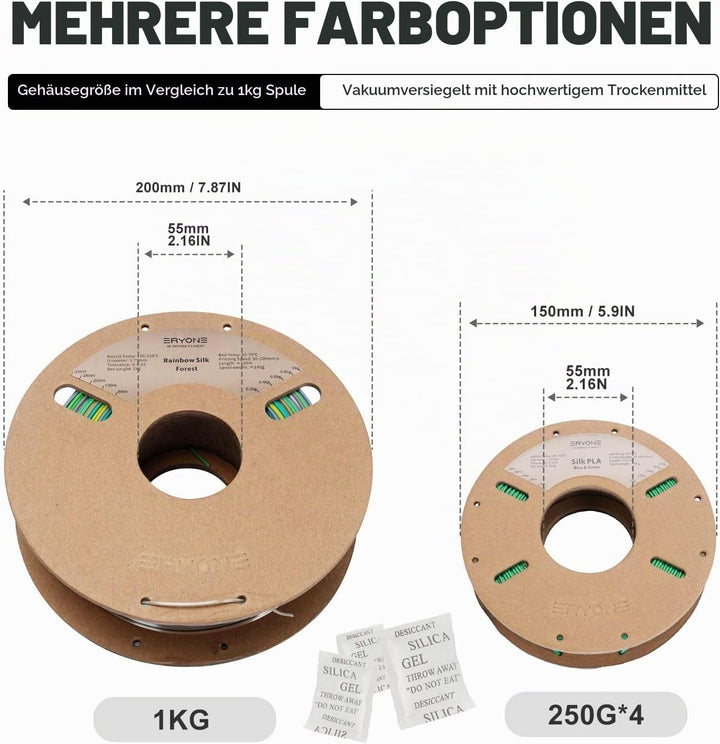 ERYONE Dual Zweifarbig Silk PLA Filament 1.75mm, 3D Printer Filament PLA +/-0.03mm, 4x250g /Pack, Ro