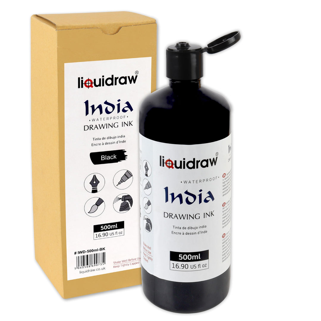 Liquidraw Schwarze Zeichentinte für Künstler, ungiftig, wasserdicht, lichtecht und permanent, geeign