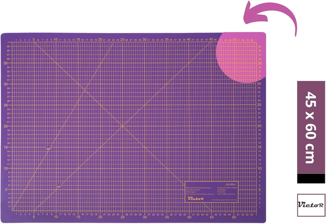 Victor Schneidematte Violett Pink 45x60cm 3-lagig A2 selbstheilend Violett Pink 60L x 45B cm, Violet