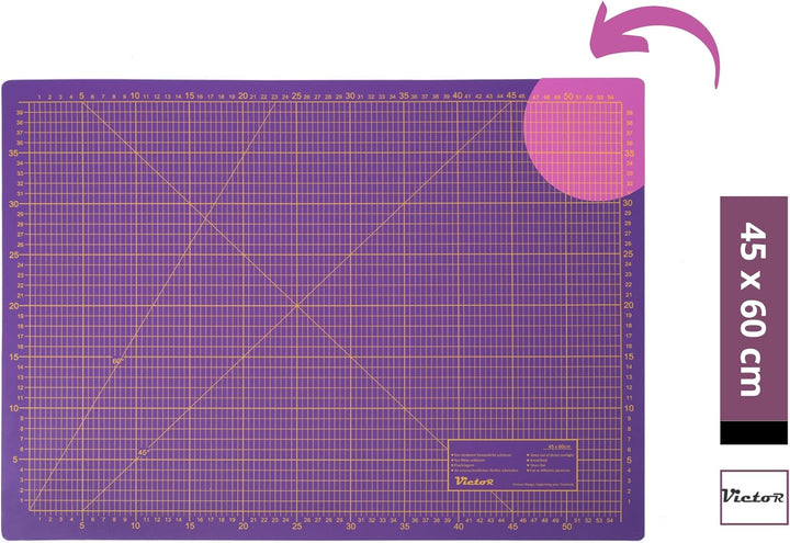 Victor Schneidematte Violett Pink 45x60cm 3-lagig A2 selbstheilend Violett Pink 60L x 45B cm, Violet