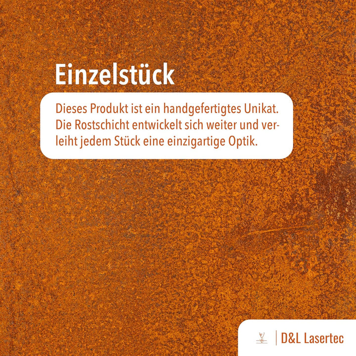 D&amp;L Lasertec Herz aus Metall, Holz Regal, Rost, Edelrost, Holzregal Garten, Terrasse - Deko L+XS
