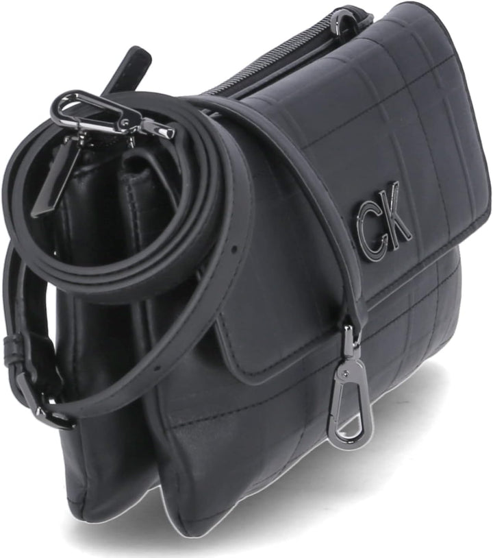 Calvin Klein Re-Lock Xbody with Flap Quilt CK Black