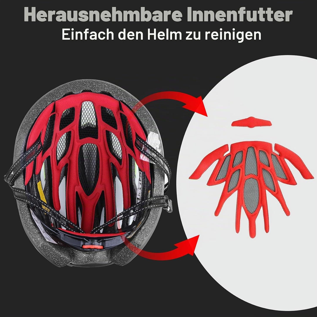Shinmax Fahrradhelm mit LED-Beleuchtung, Fahrradhelm mit Sicherheitsbeleuchtung, magnetischer Fahrra