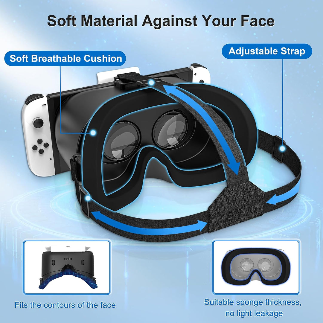 DEVASO VR Brille für Nintendo Switch/Switch OLED mit einstellbaren HD-Linsen, 3D VR (Virtual Reality