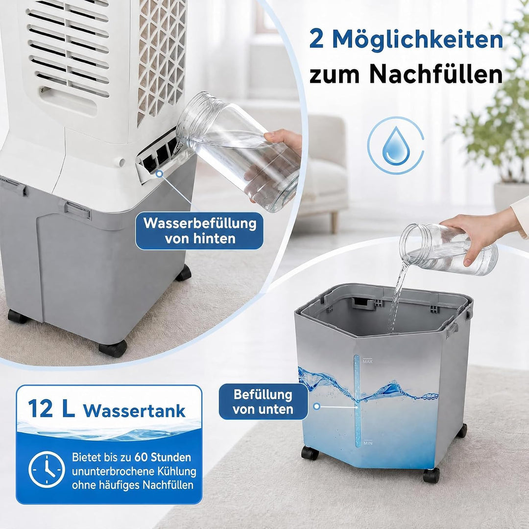 COSTWAY 12L Verdunstungskühler, mobiler Ventilator mit Fernbedienung