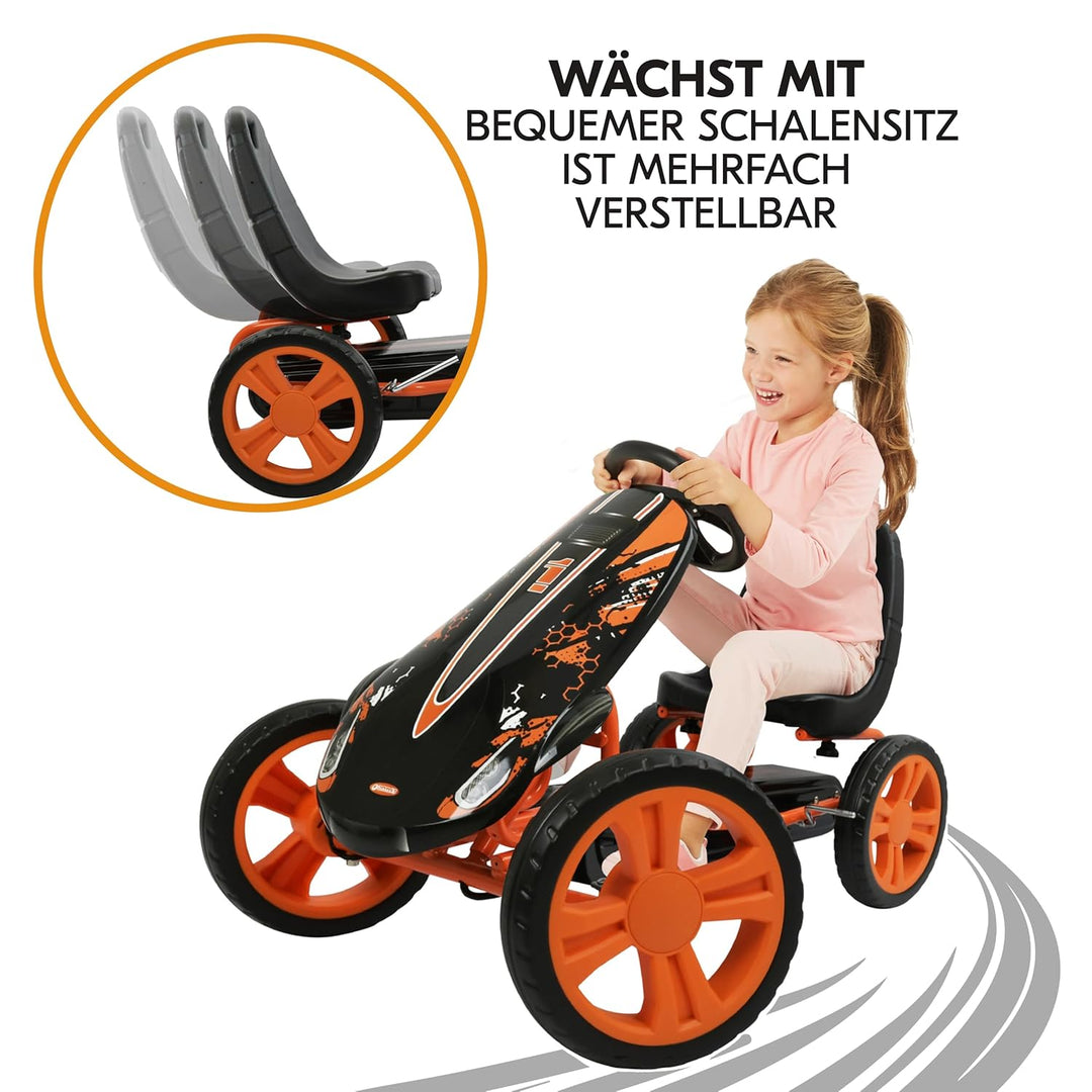 hauck Go-Kart Speedster für Kinder ab 4 Jahren bis 50 kg Köpergrösse 90-110 cm, Tretauto mit Handbre