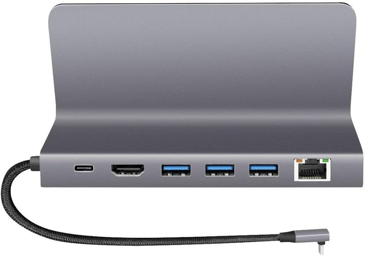 USB 3.2 Gen1 Dockingstation 6-Port mit USB PD (PowerDelivery 100W) aus Aluminium, Halterung für Tabl