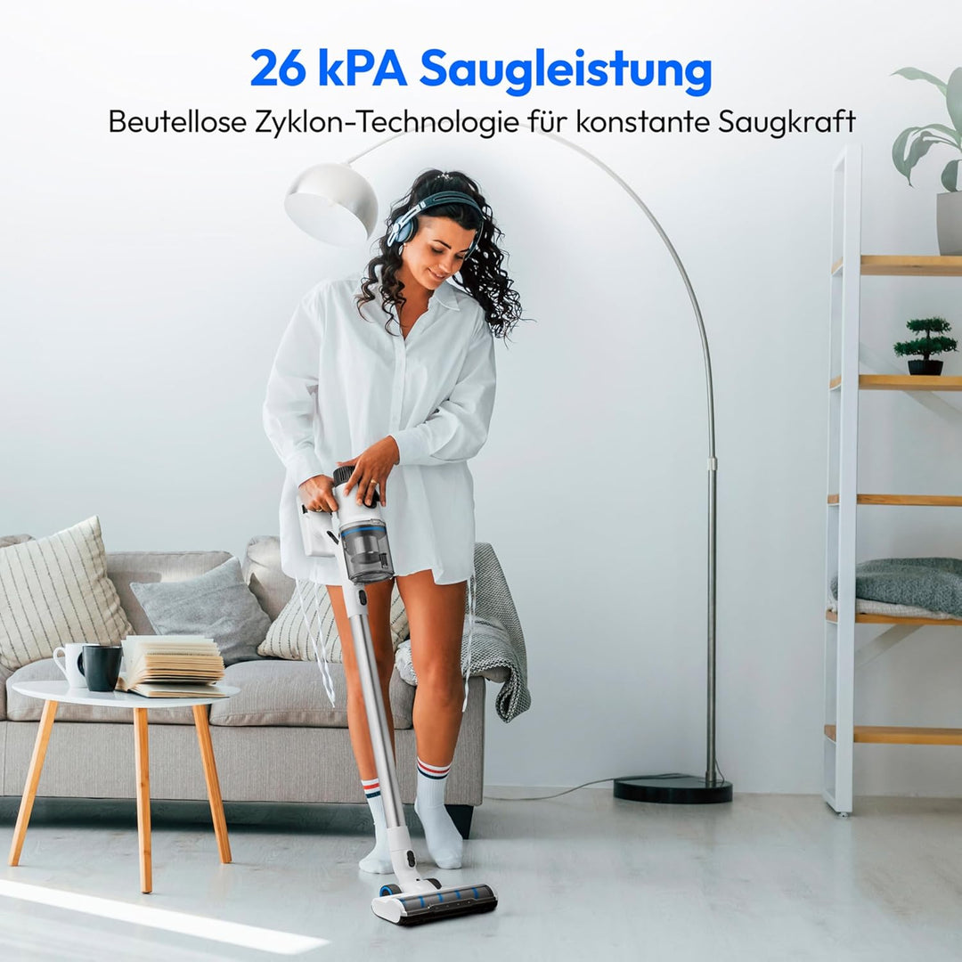 MEDION P400 W+ Akku-Stielstaubsauger mit Wischfunktion (elektrischer Wischaufsatz, kabellos, beutell