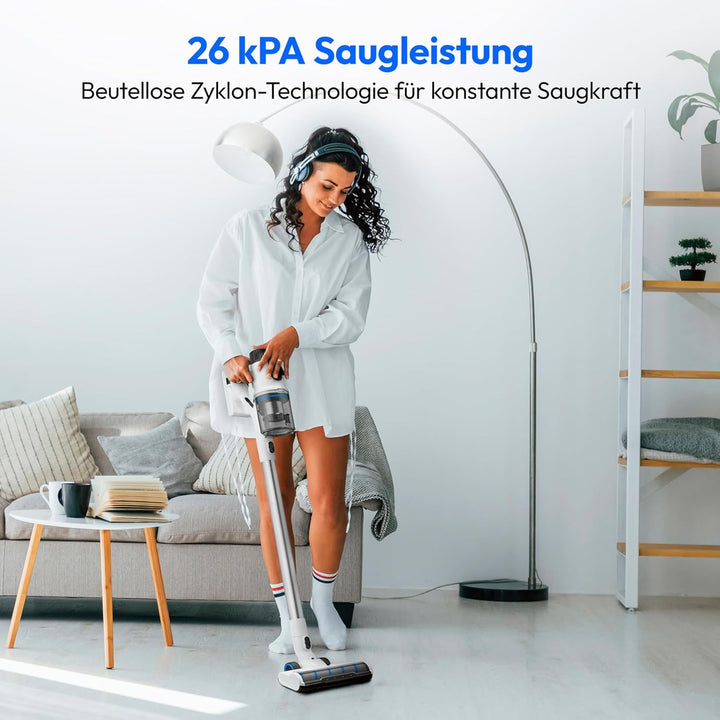MEDION P400 W+ Akku-Stielstaubsauger mit Wischfunktion (elektrischer Wischaufsatz, kabellos, beutell