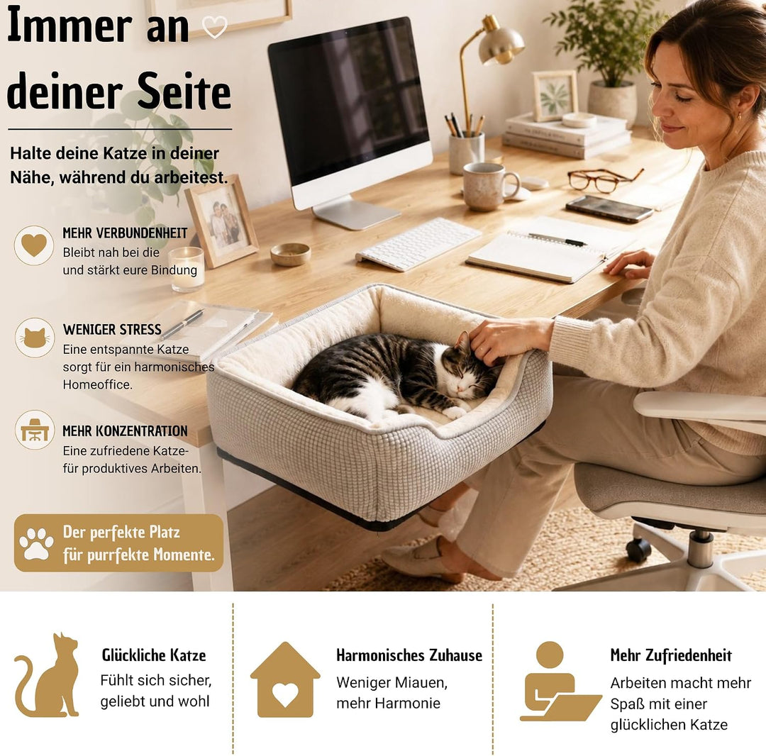 Generisch Katzenbett Schreibtisch – Cat Desk Bed, Katzenbett für Schreibtisch - mit Stabiler Metallh