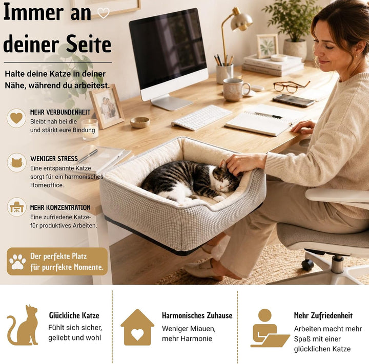 Generisch Katzenbett Schreibtisch – Cat Desk Bed, Katzenbett für Schreibtisch - mit Stabiler Metallh