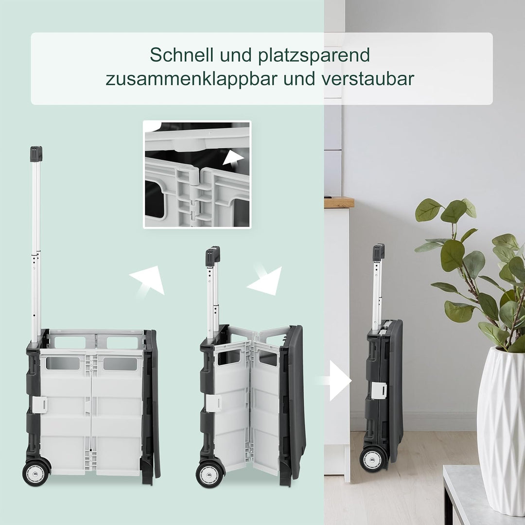 Relaxdays Einkaufstrolley, klappbar, Einkaufskorb mit Rollen, Deckel &amp; Teleskopgriff, bis 35 kg, Rol