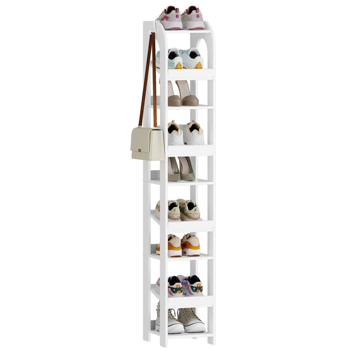 Hzuaneri Vertikales Schuhregal, 9 Ebenen Schmale Schuhregale, Holz-Schuh-Organizer für Schrank, Eing