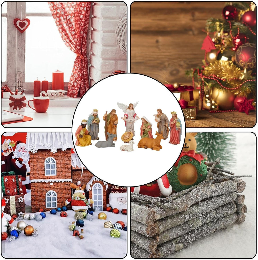 Weihnachtskrippe, Kunstharz, religiöse Weihnachtsdekoration, christliche Sammelfiguren, Krippen-Set,