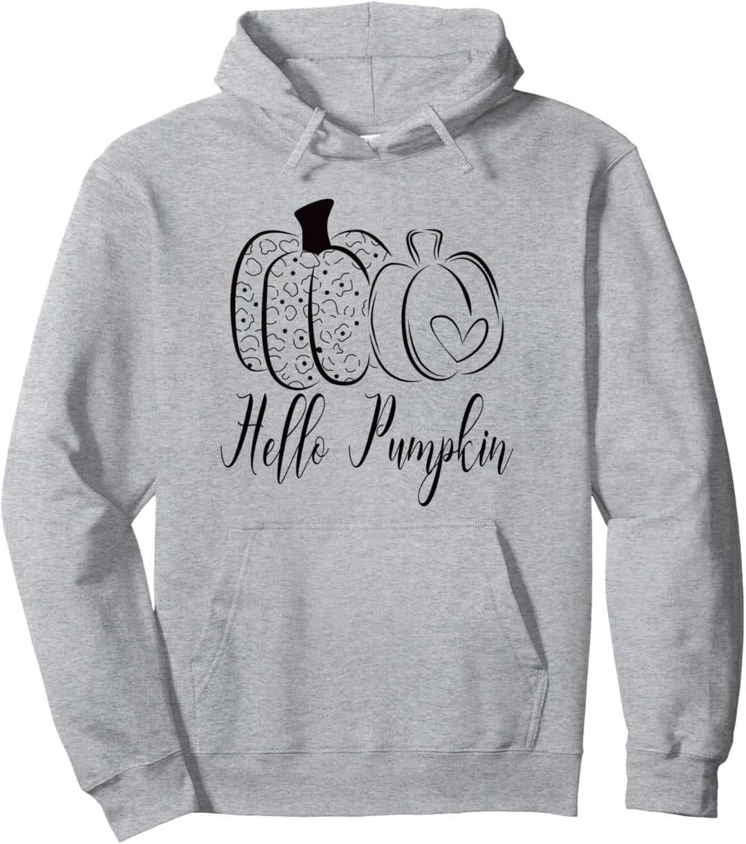 Hello Pumpkin Cute Ladies Casual Fall Autumn Gift Pullover Hoodie