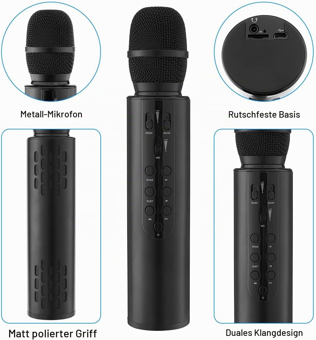 Karaoke Drahtloses Mikrofon Tragbares Handheld-Bluetooth-Lautsprechermikrofon, Drahtlose Mikrofone K