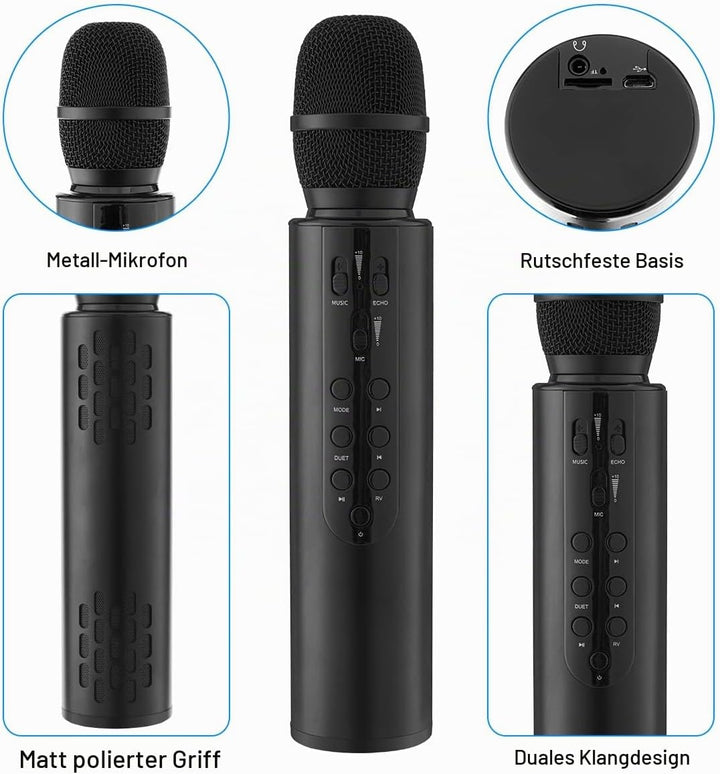 Karaoke Drahtloses Mikrofon Tragbares Handheld-Bluetooth-Lautsprechermikrofon, Drahtlose Mikrofone K