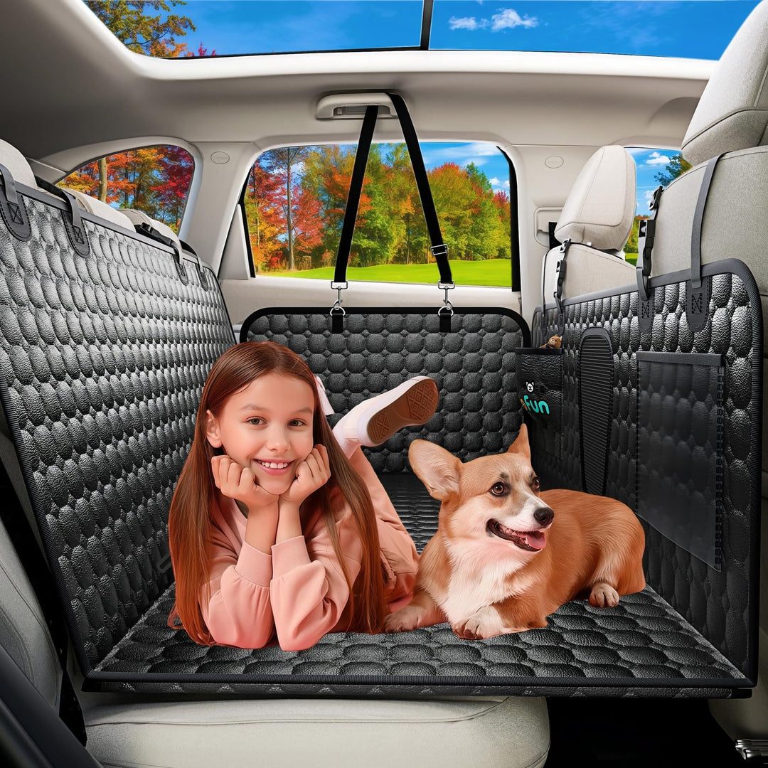 Hundedecke Auto Rückbank (132x62cm), PU-Leder Hundesitz Auto Rücksitzschoner Autodecke Harter Unters