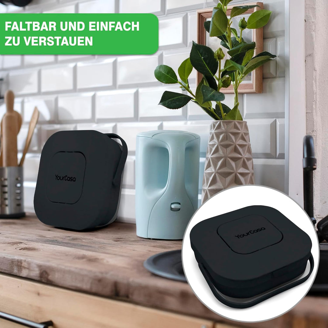 YourCasa® Faltbarer Biomülleimer 4L - kompakter Bio Mülleimer mit geruchsdichtem Aktivkohlefilter-De
