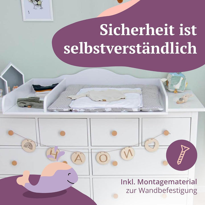 Puckdaddy® Noah | Wickelaufsatz für IKEA Hemnes Kommode u.Ä. | 160x80x15cm | Wickelauflage mit Blend