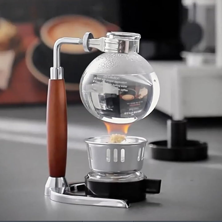Rustikaler Siphon mit Holzgriff für 5 Tassen