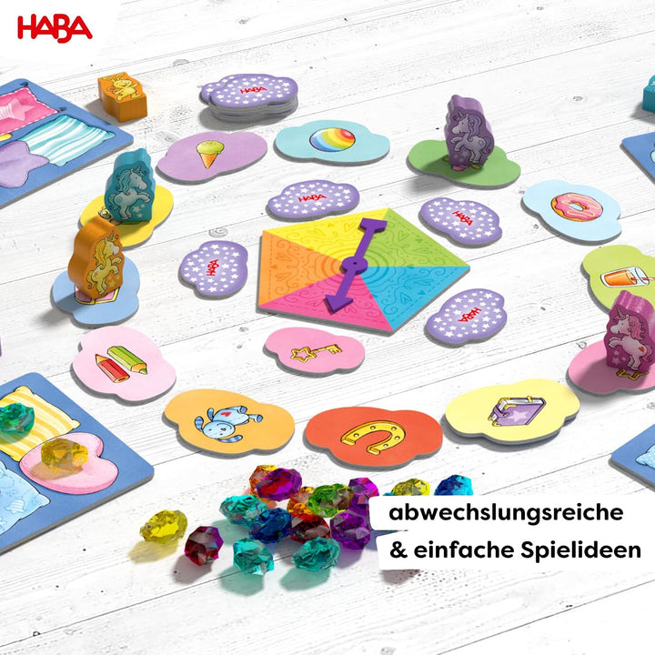 HABA Einhorn Glitzerglück Spielesammlung – 9 in 1 Spiele Set: Würfel-, Brett- &amp; Kartenspiele für Kin