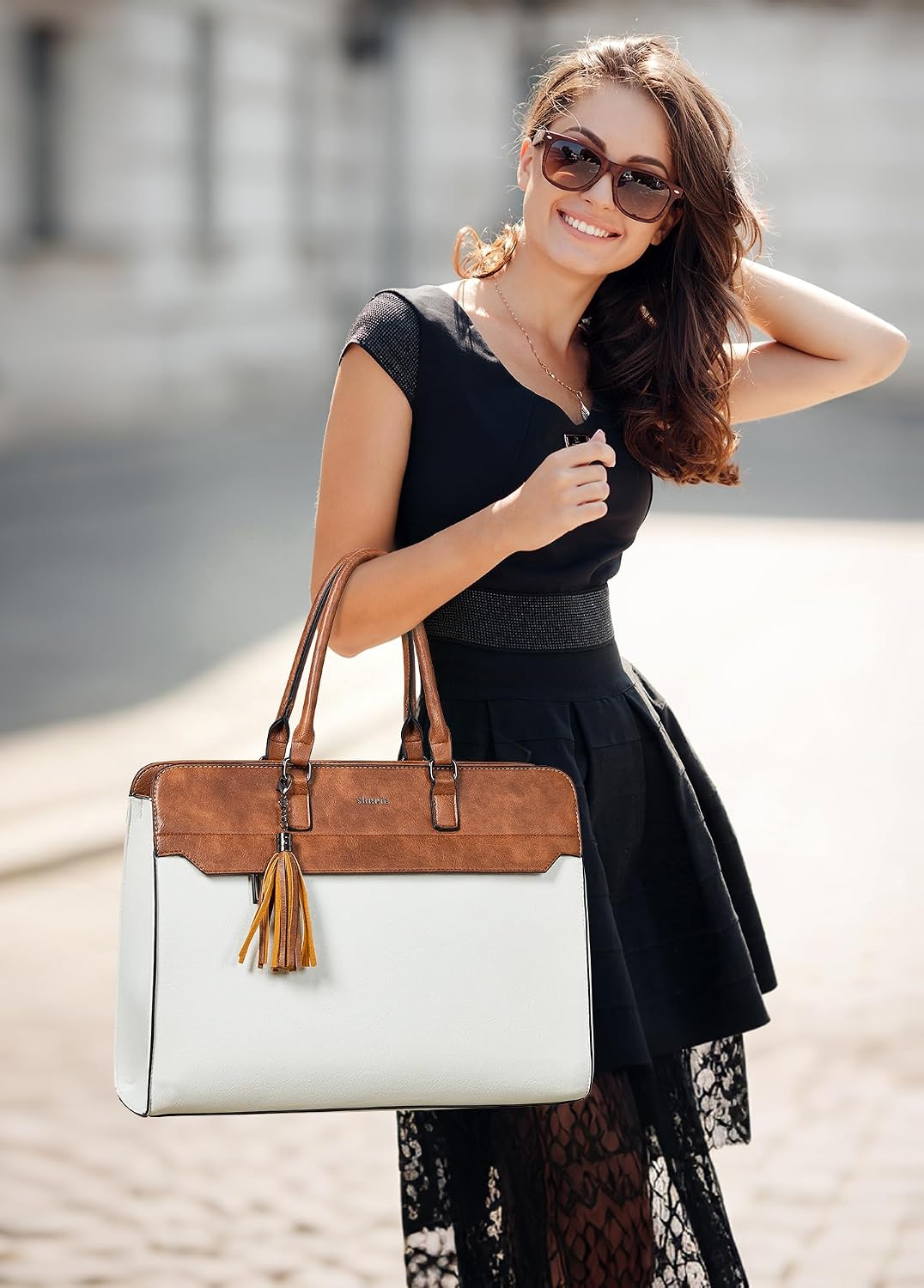 Shrrie 15.6in-Laptoptasche ür Männer und Frauen anwendbar, wasserfeste Arbeitstasche LaptopTote Bag,
