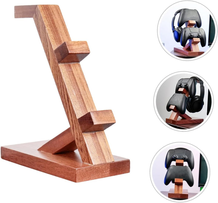 Angoily Holz Gamecontroller Halterung Für Spielkonsole Multifunktionaler Headset Ständer Brauner Org