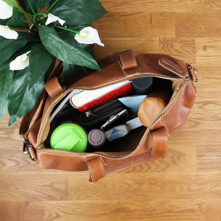 LECONI Shopper Vintage-Look Damen Henkeltasche Schultertasche Echt-Leder Natur Damentasche Ledertasc