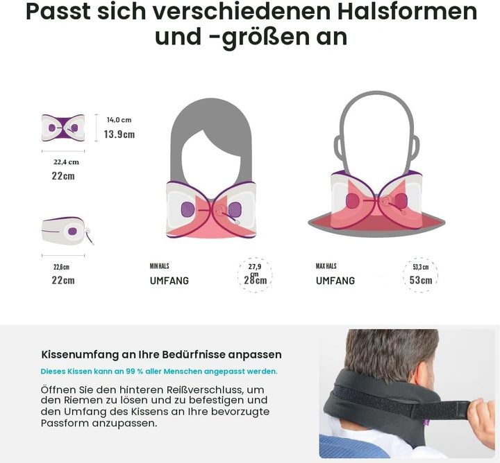 Cabeau Reisekissen für Lange Flüge, Evolution X, Nackenstütze, Memory-Schaum, Komfort für den Gang f