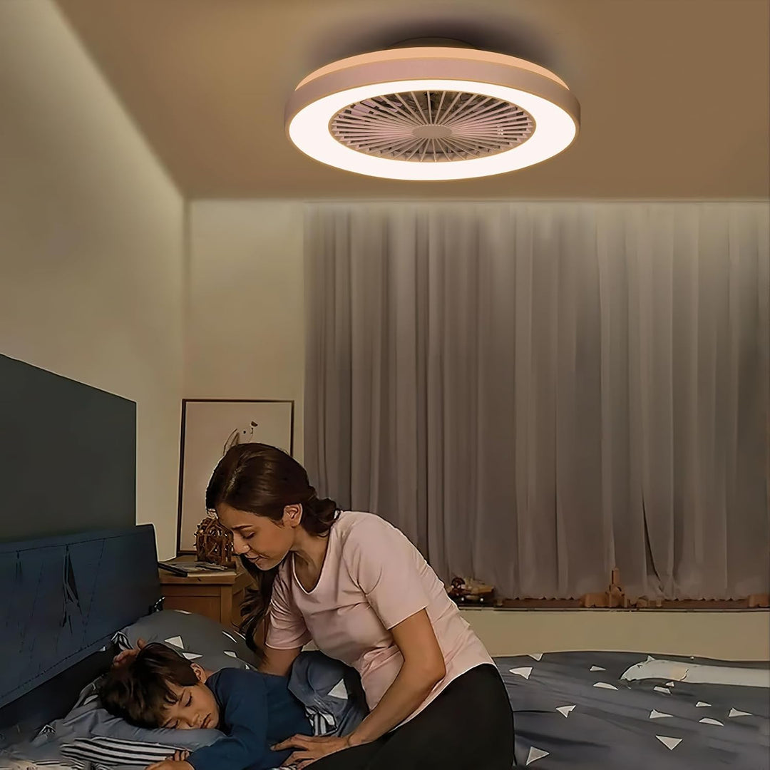 Deckenventilator mit Beleuchtung für Schlafzimmer, Ø48cm, Leise DC Motor 20W, Fernbedienung, 6-Gang,